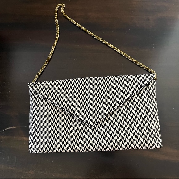 J. Crew Handbags - J. Crew black and white woven chain envelope clutch J.Crew
